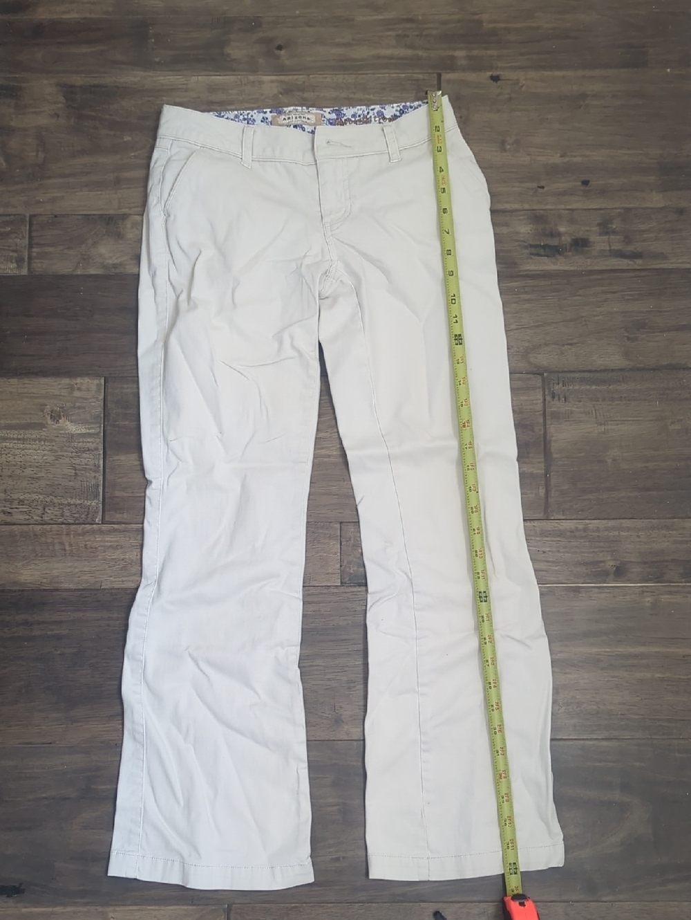 Arizona White/Khaki Flared Cotton Blend Pants-Juniors